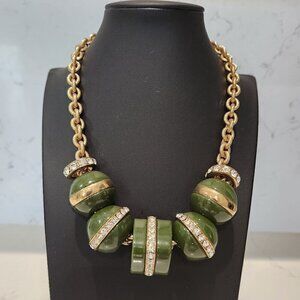 Gold, Green & Crystals Necklace